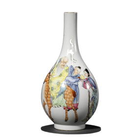 A CHINESE FAMILLE ROSE VASE WITH "FU LU SHOU" DESIGN, MARKED "DA QING QIANLONG NIAN ZHI," POSSIBLY (1 of 3)