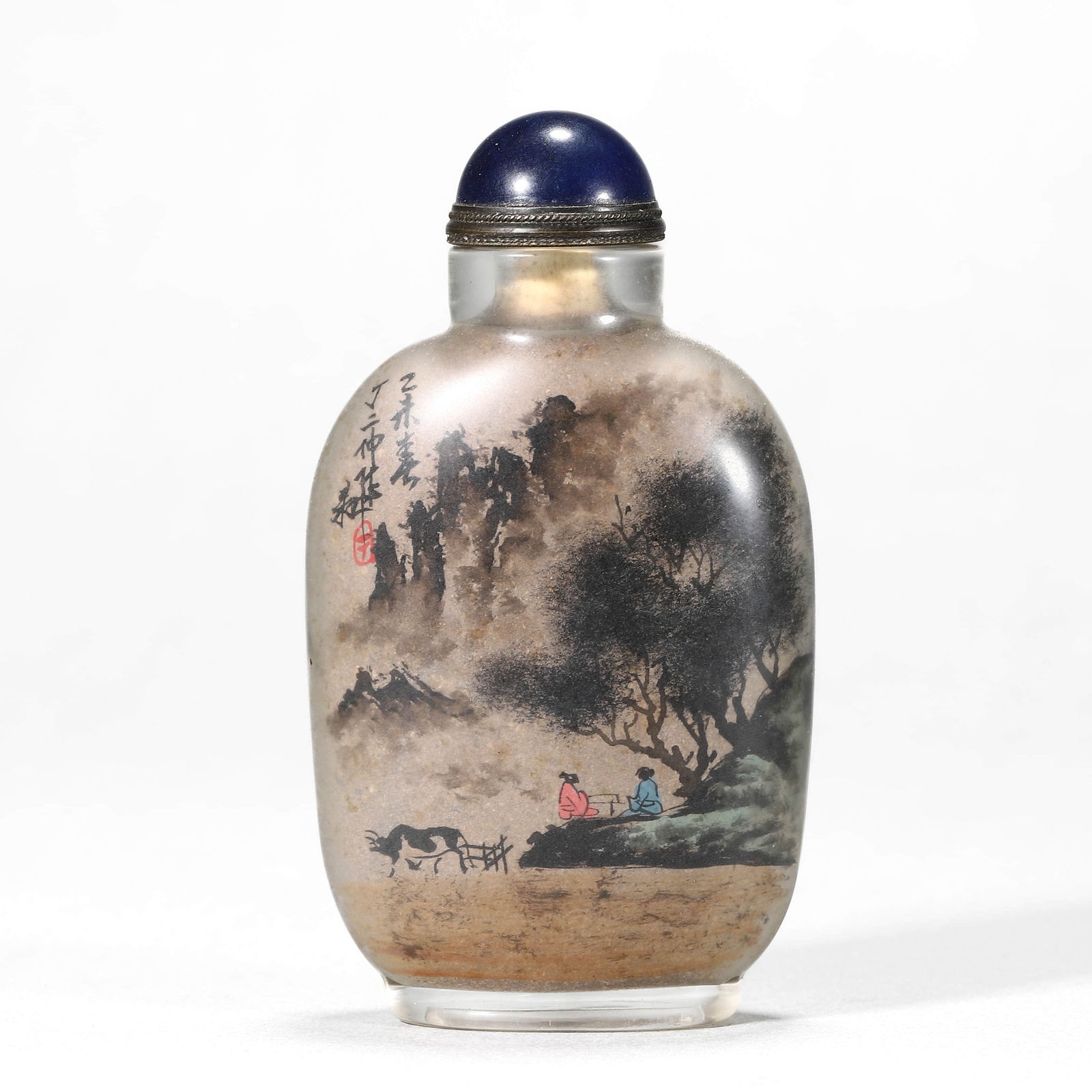 A CHINESE GLASS SNUFF BOTTLE WITH LANDSCAPE INSIDE PAINTING (1 of 3)