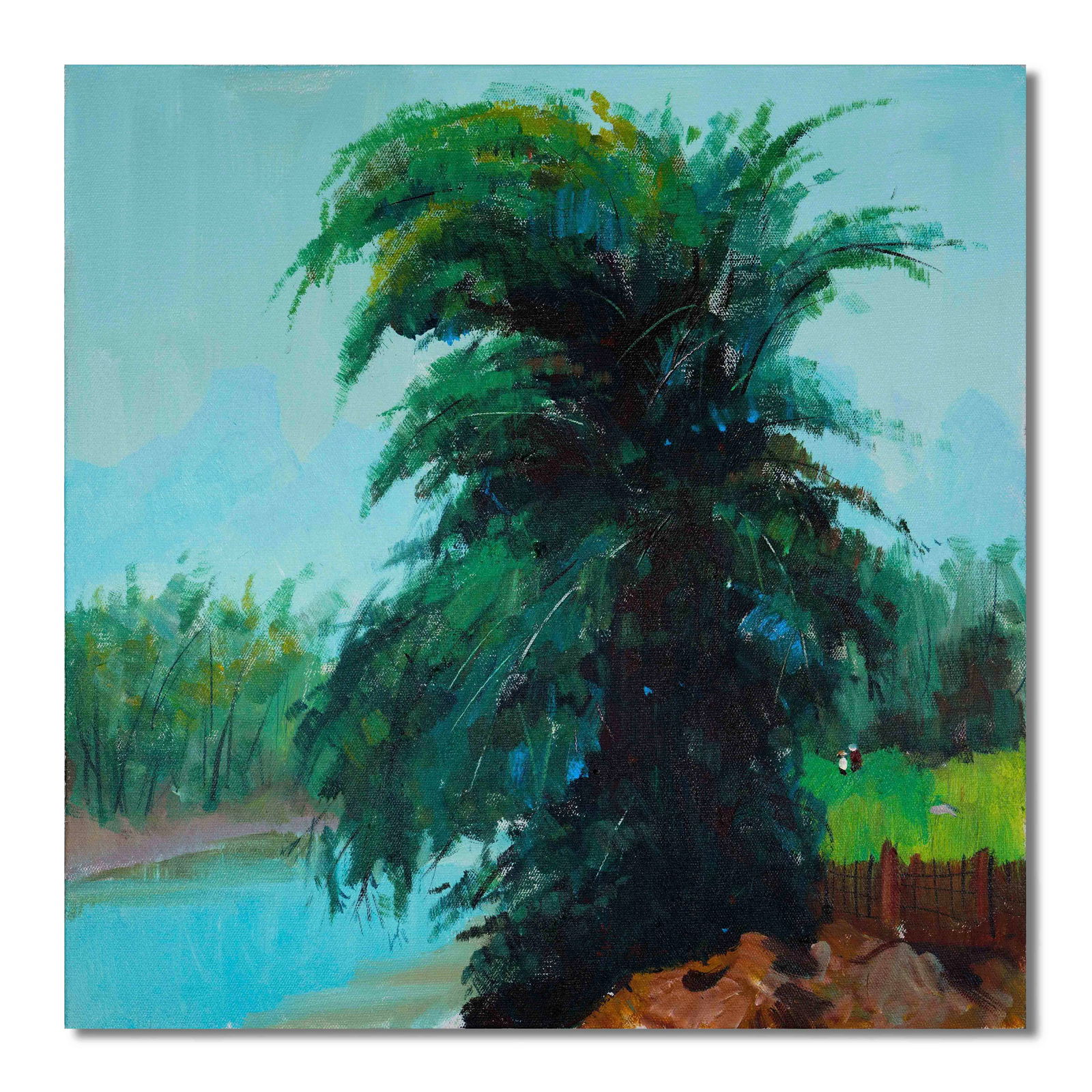 WU GUANZHONG (1919-2010), OIL ON CANVAS: Image Size: 23 1/2 by 23 1/2 inches (60 by 60 cm) Signed (below) Wu Guanzhong (1919-2010) was a master painter of the twentieth century in the Chinese and international art circles. Born in Yixing, Ji