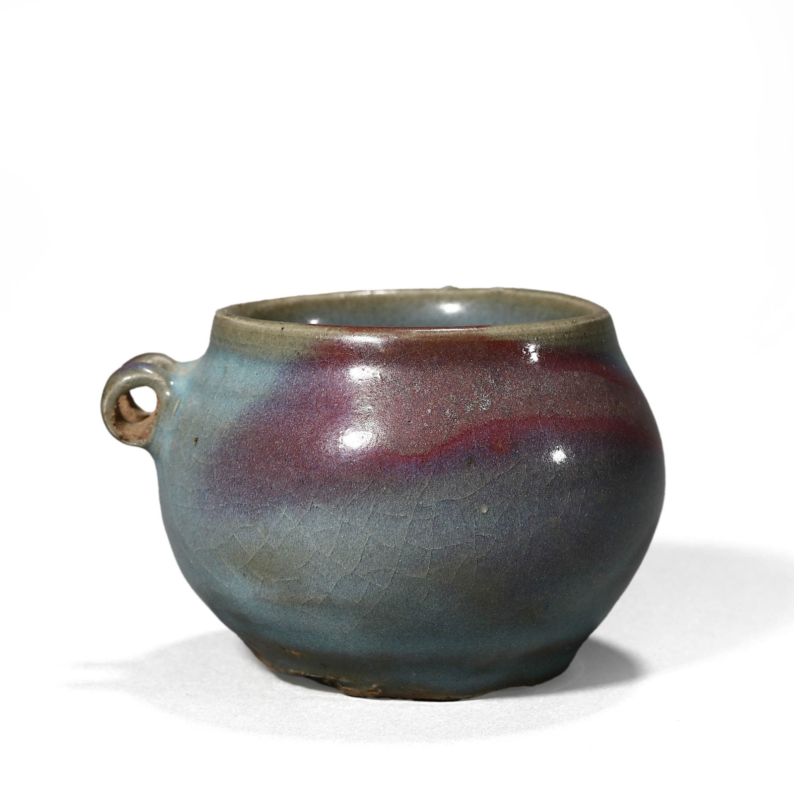 A CHINESE JUN YAO BIRD FEEDER JAR. (1 of 2)