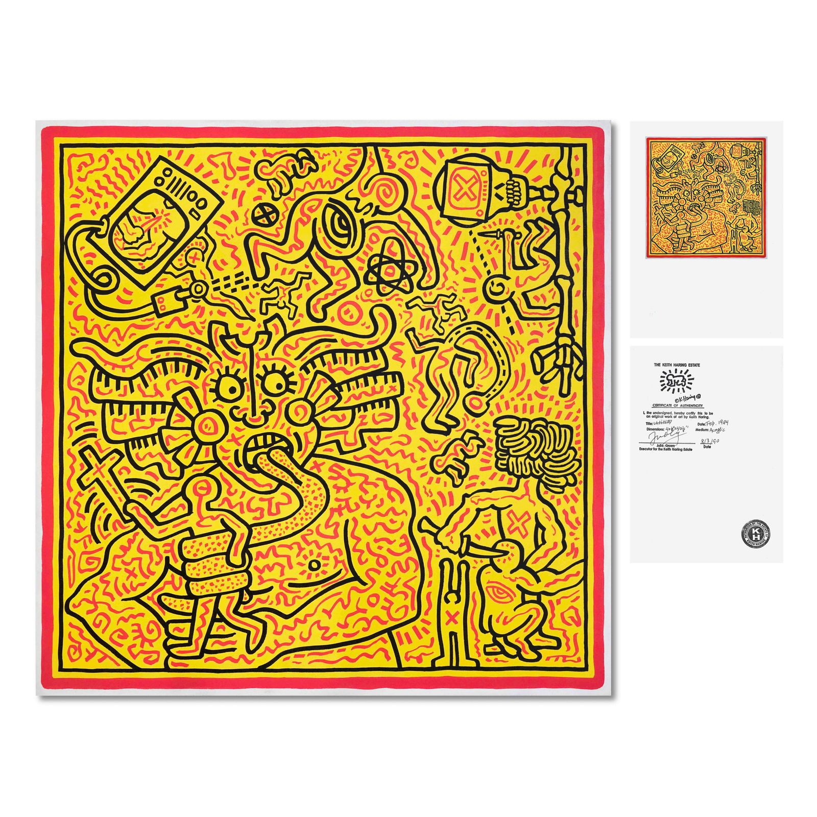 KEITH HARING (1958-1990), ACRYLIC ON CANVAS (1 of 2)