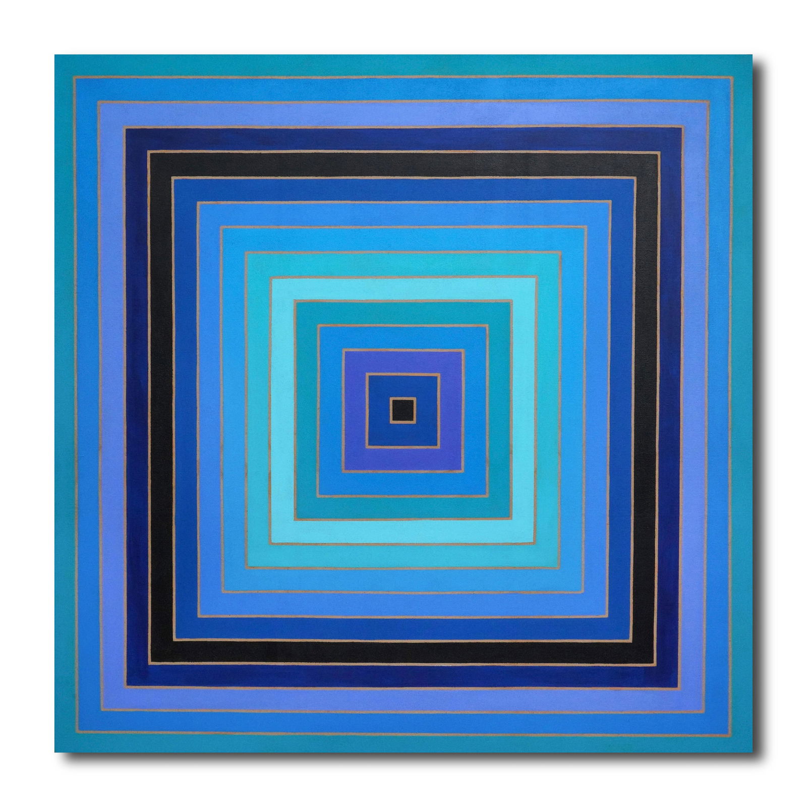 FRANK STELLA(B.1936), ACRYLIC ON CANVAS: Image Size: 47 1/8 by 47 1/8 inches(120 by 120 cm) Signed(reverse) Frank Stella(B.1936) is an American painter, sculptor, and printmaker known for his minimalist and geometric works. He was born in Ma