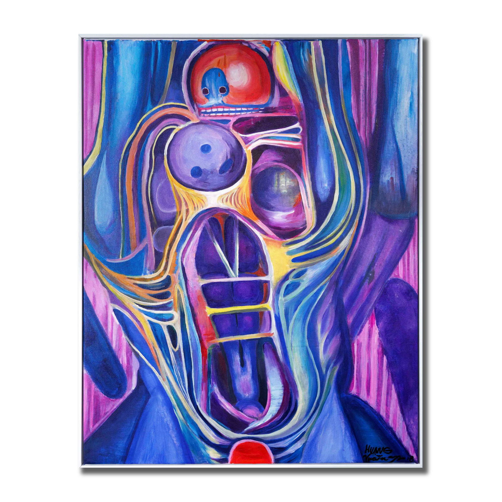 HUANG YUXING (B.1975), ACRYLIC ON CANVAS: Image Size: 69 x 89 cm (27 1/8 x 35 in) Signed (lower right) Huang Yuxing is one of the most prominent figures in contemporary Chinese art, known for his futuristic and enigmatic painting style. His w