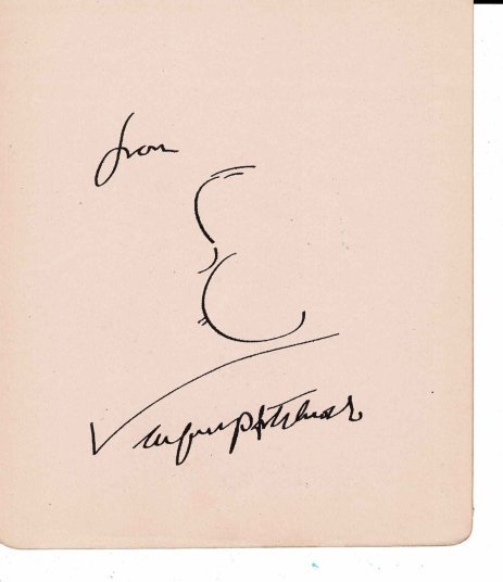 Alfred Hitchcock original self portrait drawing: A vintage Album or autograph book page which has been drawn nd signed on by Alfred Hitchcock with his self portrait. It is black ink to cream thin page being 6 inches by 5 1/4 inches in size.