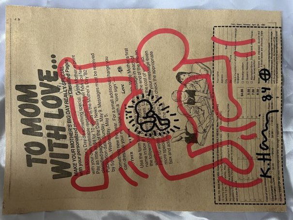 Keith Haring 1984 Original Newspaper drawing Certified (1 of 4)