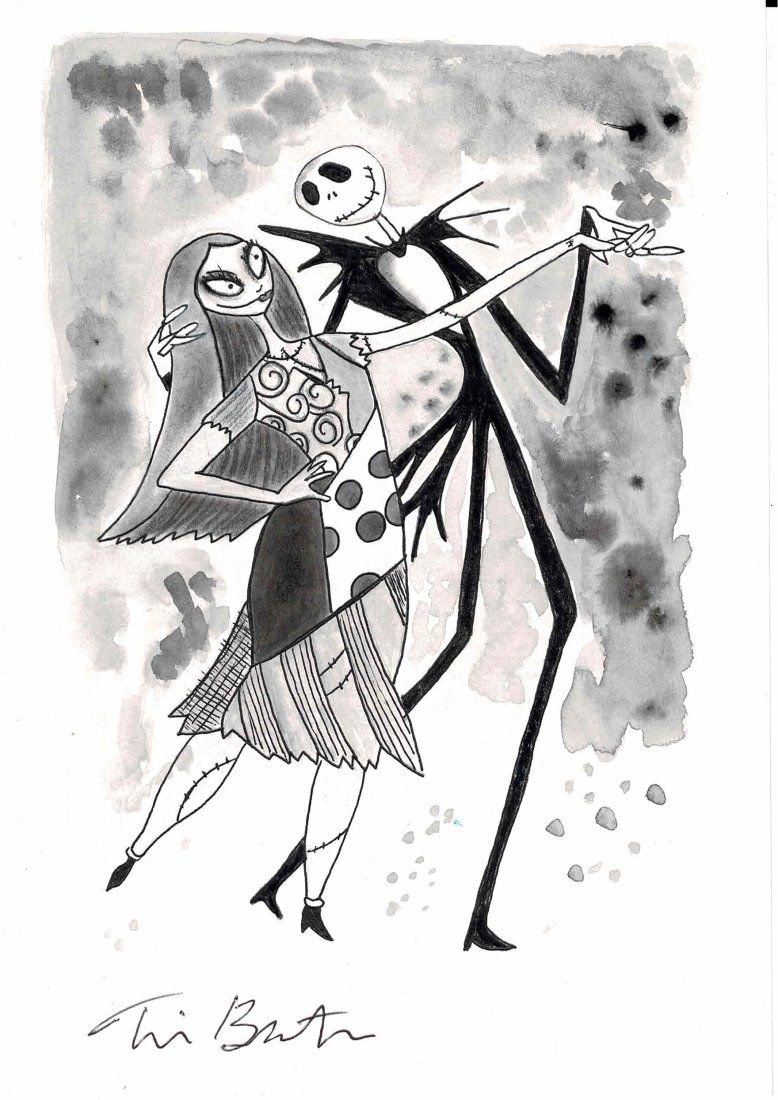 Tim Burton A Nightmare Before Christmas original washed drawing (1 of 1)