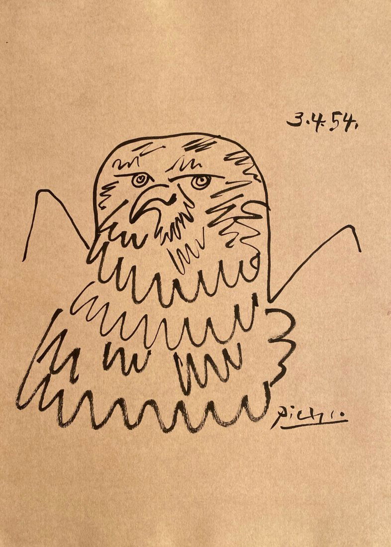Pablo Picasso original Eagle drawing signed and dated (1 of 2)