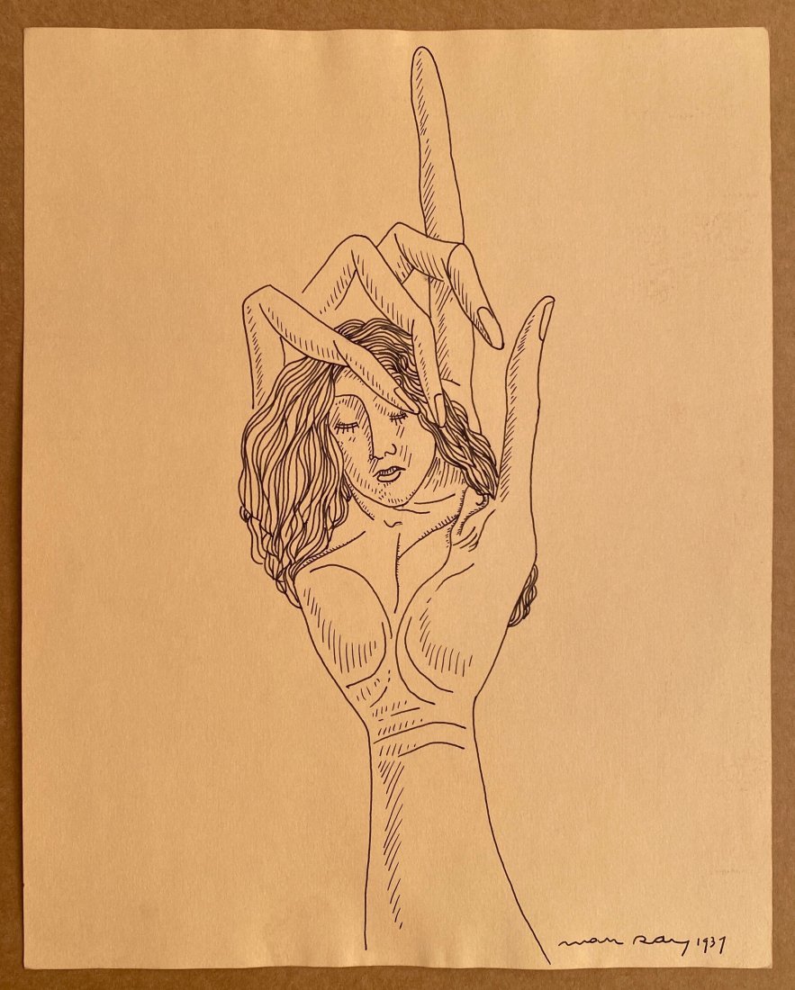 Man Ray original drawing Surrealist Woman/Hand (1 of 2)