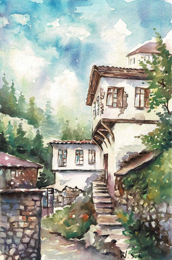 Winston S Churchill Original Watercolour 1933 Signed & Dated (1 of 4)