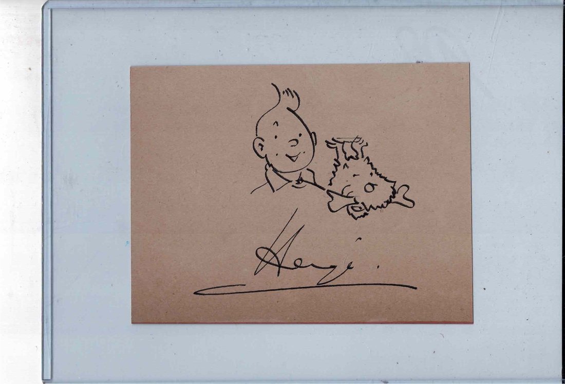 Herge Tintin and Snowy Pena and Ink drawing Georges Remi (1 of 1)