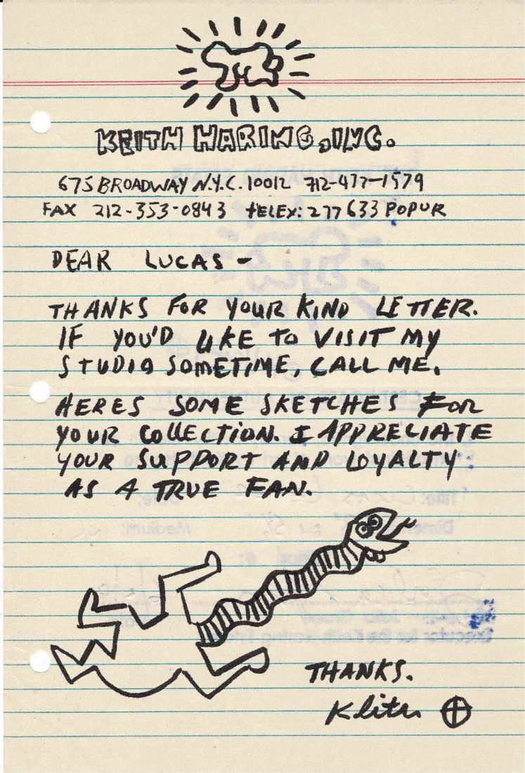 Keith Haring original letter certified (1 of 2)