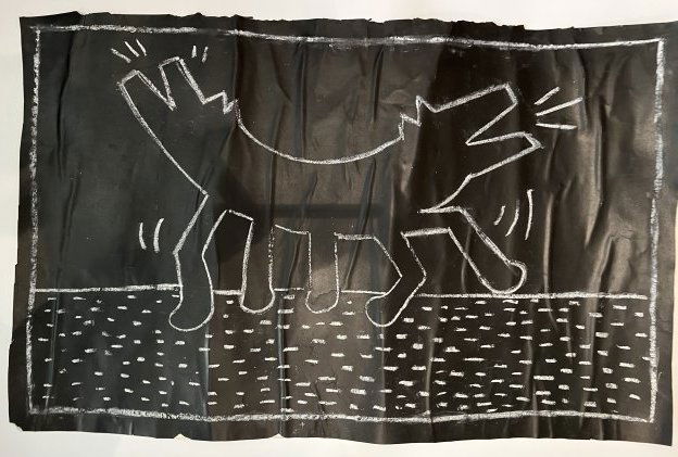 Keith Haring Subway chalk drawing & foundation certified NO RESERVE: Keith Haring drew well over 5,000 chalk drawings over a five-year period, from 1980 to 1985, in New York City subway stations. Keith Haring rose to prominence in 1980s New York within the East Village