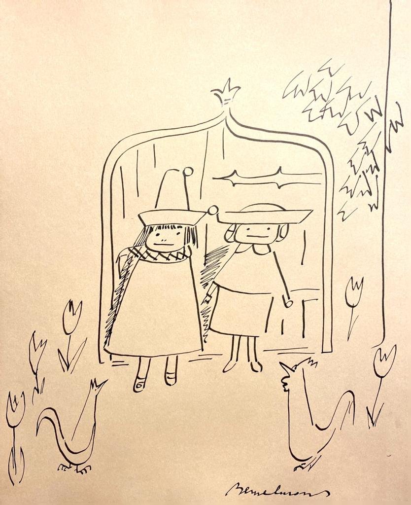 Ludwig Bemelmans original Madeline drawing.: Lot number 74 is a Ludwig Bemelmans original Madeline~ Pen and ink drawing on paper, the paper presents some discolouration due to age.Signed: bemelmans on the lower right.8 5/8” x 8 1/8” 