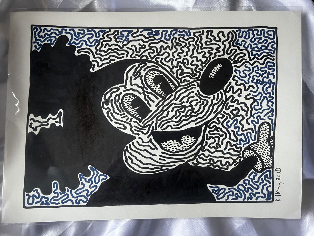Keith Haring Original drawing large A3 in size with foundation stamp & letter (1 of 3)