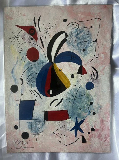 Joan Miro original painting with Barcelona wax stamp (1 of 2)