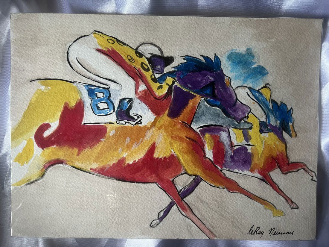 LeRoy Neiman Horse racing watercolour (1 of 2)