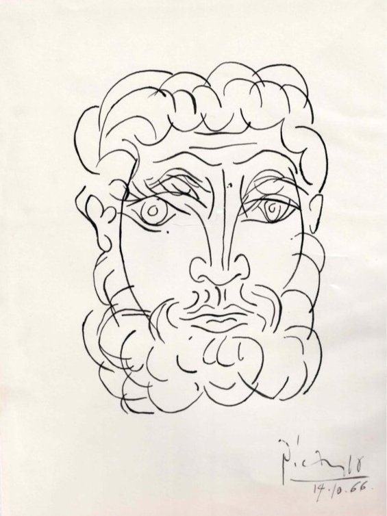 Picasso Original Pen And Ink Study of a Roman Face 1966 (1 of 2)