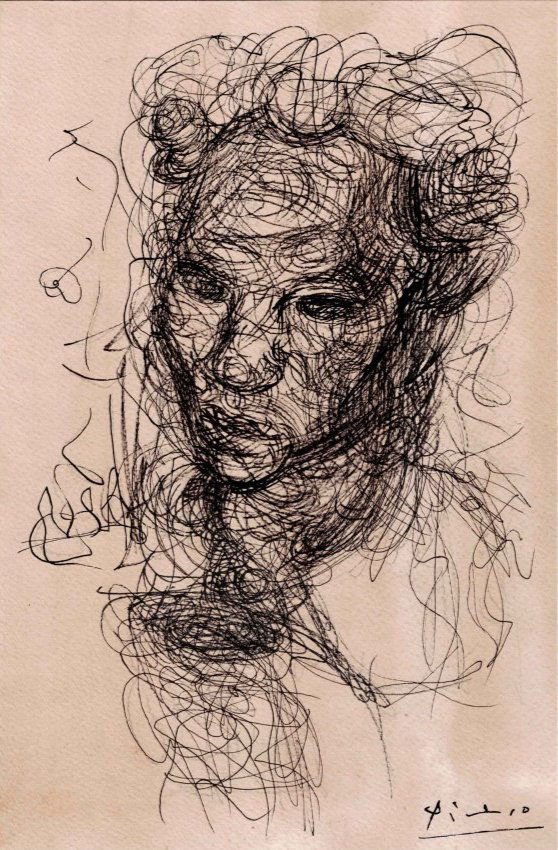 Pablo Picasso line face drawing very scarce (1 of 2)