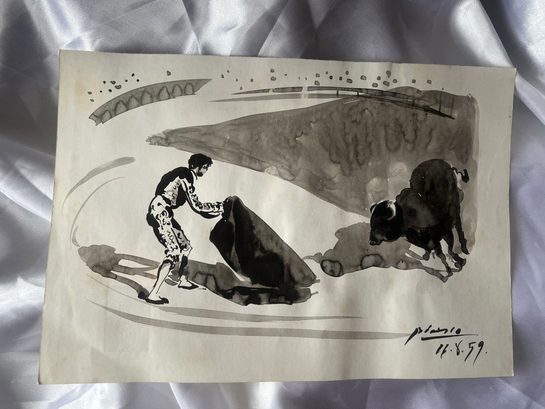 Pablo Picasso Wash painting of a bull fight 1959 (1 of 2)