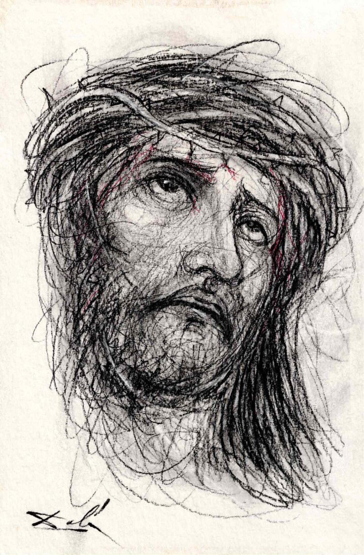 Salvador Dali original charcoal drawing of Christ. (1 of 2)