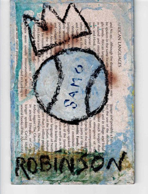 Jean-Michel Basquiat original board painting Robinson Samo (1 of 2)