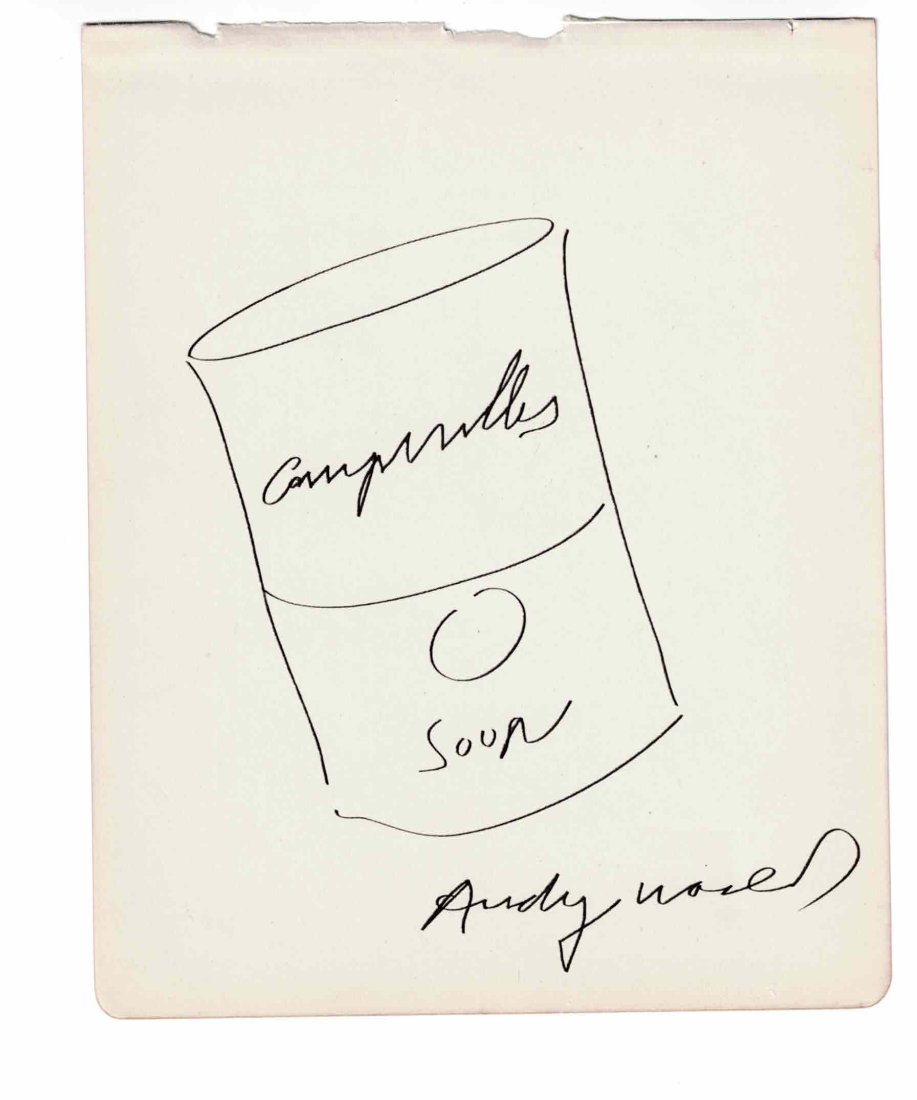 Andy Warhol signed drawing Campbells soup (1 of 1)