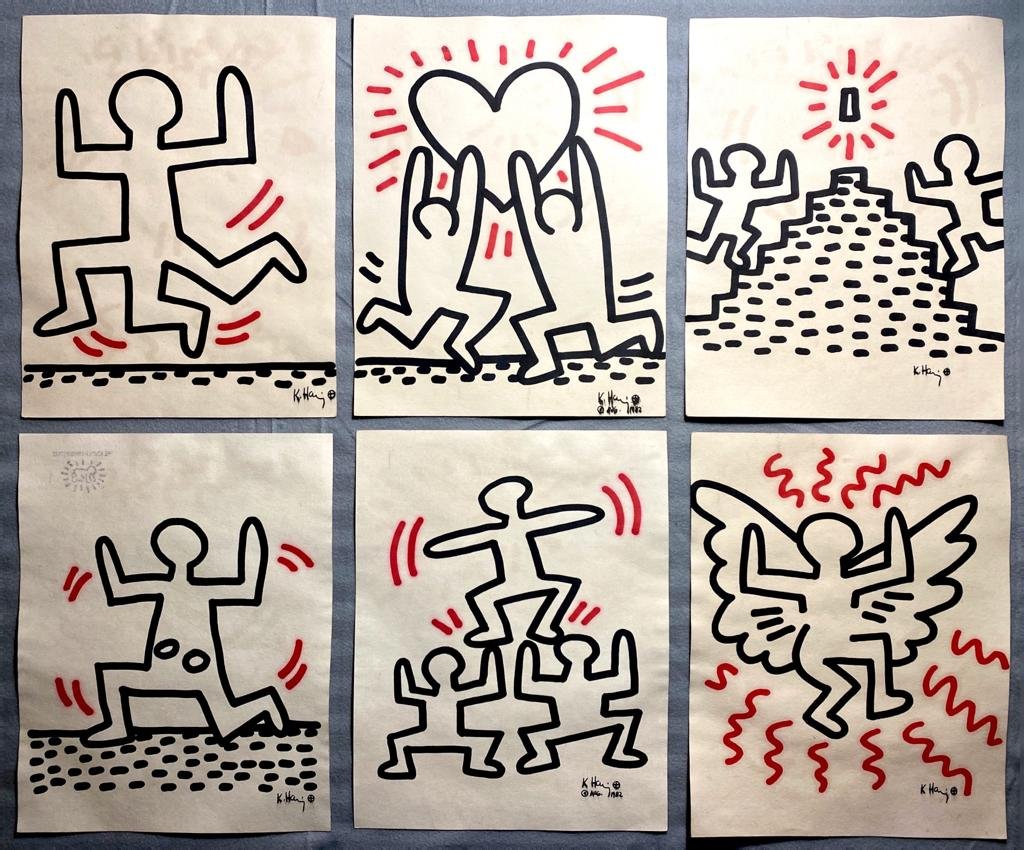 Keith Haring set of 6 original drawings 1982 Bayer Suite (1 of 14)