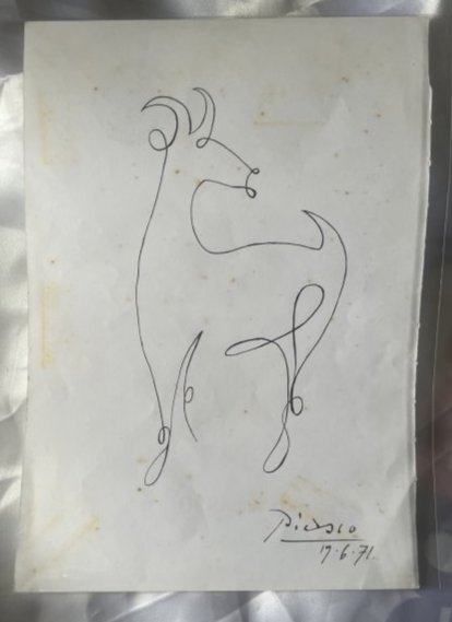 Picasso original drawing of a Ram 1971 (1 of 3)