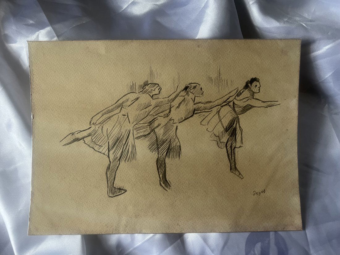 Edgar Degas original Ballerina study drawing. (1 of 2)