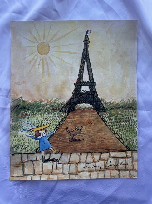Ludwig Bemelmans Original painting Madeline: Lot number 58 is an original painting by Ludwig Bemelmans of Madeline in Paris. It bears his full signature to the lower right hand corner and is 11 inches by 9 inches in size. heavy card stock with w