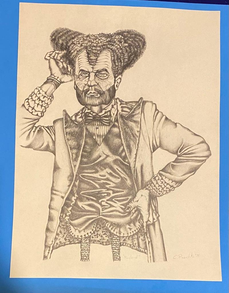 Ed Paschke Original pencil drawing " Richard ".: Lot number 93 is an original graphite drawing to stock paper by Ed Paschke (American, 1939-2004). It is 15 3/4 inches by 11 3/4 inches in size being signed and dated 1975. It has the name " Richard "