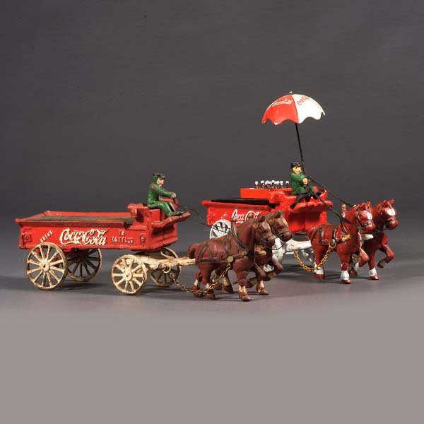 81 Antique Coca Cola cast iron horse drawn wagon 81 Antique Coca Cola cast iron horse drawn wagon