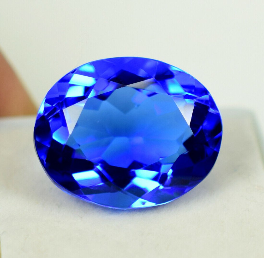15.51ct EGG SHAPE NATURAL AAAAA D-BLOCK VIOLET BLUE TANZANITE LOOSE GEMSTO: 15.51ct EGG SHAPE NATURAL AAAAA D-BLOCK VIOLET BLUE TANZANITE LOOSE GEMSTO