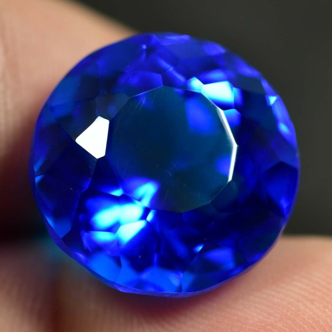 7.57ct Round SHAPE NATURAL AAAAA D-BLOCK VIOLET BLUE TANZANITE LOOSE GEMSTO (1 of 4)
