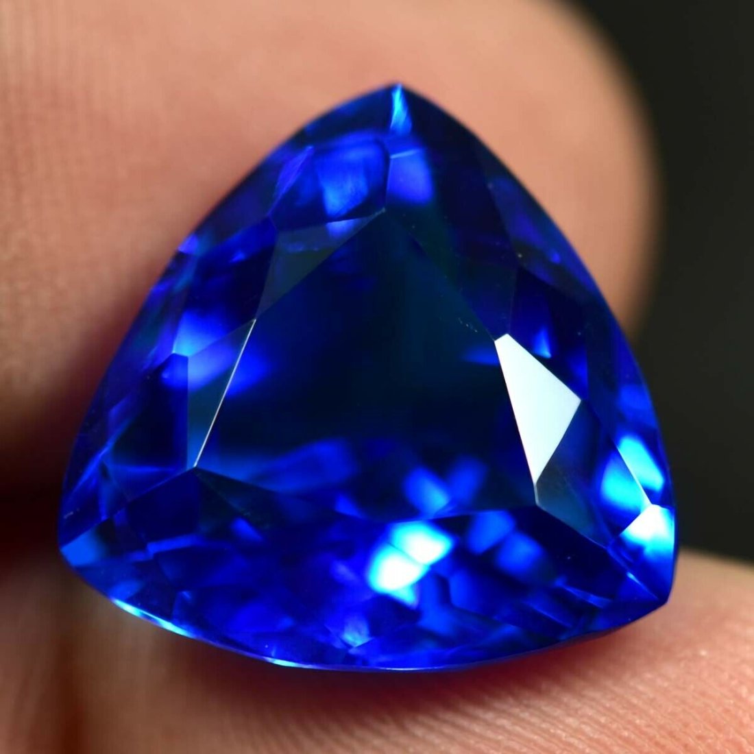 7.38ct Triangle SHAPE NATURAL AAAAA D-BLOCK VIOLET BLUE TANZANITE LOOSE GEMSTO: 7.38ct Triangle SHAPE NATURAL AAAAA D-BLOCK VIOLET BLUE TANZANITE LOOSE GEMSTO