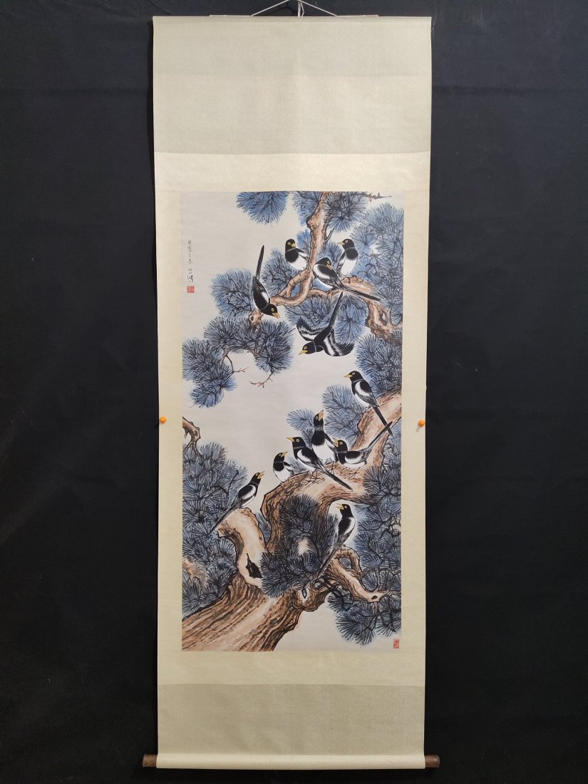 A LANDSCAPE PAINTING BY XU BEIHONG IN SCROLL SCREENS (1 of 9)