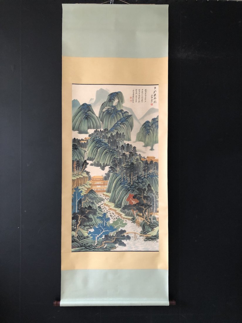 A CHINESE LANDSCAPE PAINTING BY ZHANG DAQIAN IN SCROLL (1 of 8)