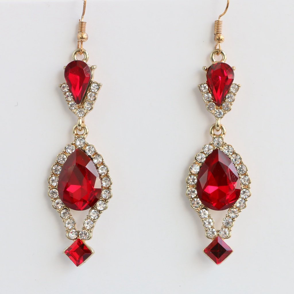 A Pair 18k Yellow Gold Diamond and Ruby Earrings Jewelry (1 of 3)