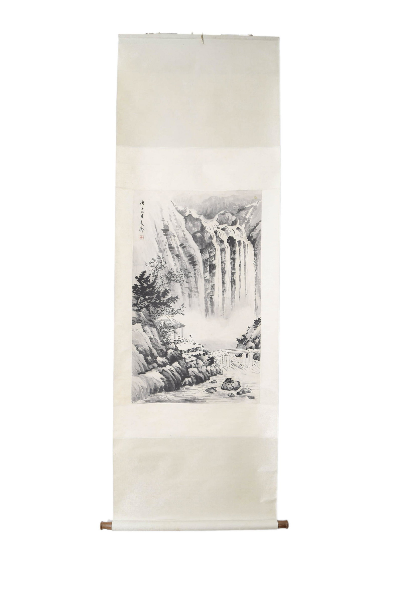 Wang Meng, A Chinese Landscape Silk Painting Scroll: Wang Meng, A Chinese Landscape Silk Painting Scroll 44 x 85cm; Condition: Good condition.