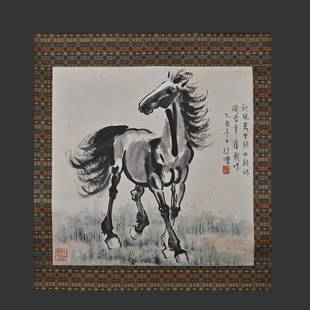 Xu Beihong, A Chinese Horse Painting on Paper, Mounted: Xu Beihong, A Chinese Horse Painting on Paper, Mounted 51*50 The absence of a condition report does not guarantee that a lot is in perfect condition or free from damage and/or wear. We strongly sugges