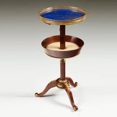 Pedestal Rack With 2 Trays In Marquetry And Mahogany (1 of 2)