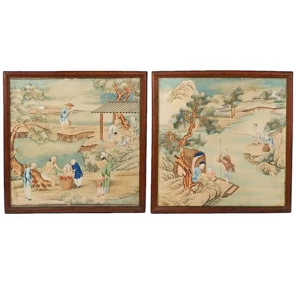 Chinese School  pair paintings (1 of 7)