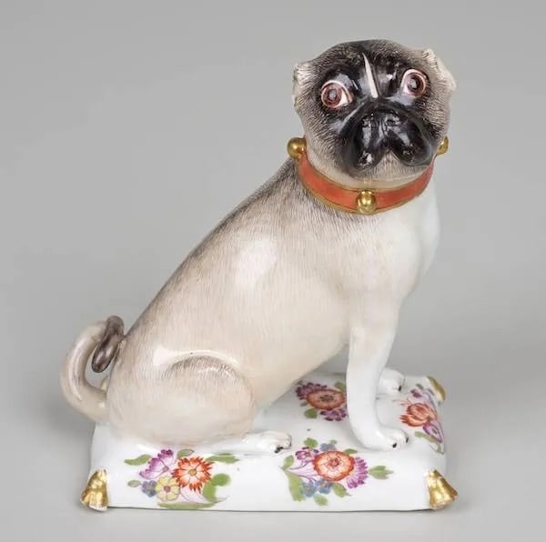 figure of seated Pug on cushion (1 of 6)