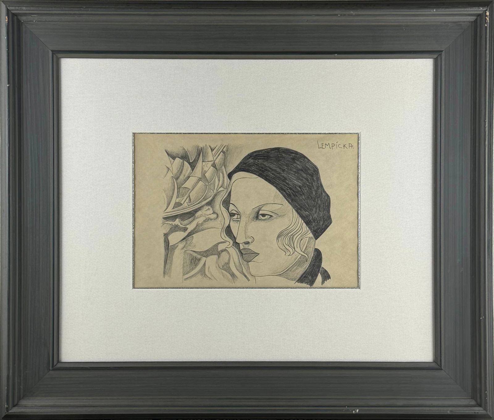 Tamara De Lempicka, Woman Head Portrait: 28.8 x 19.6cm