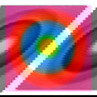 WOJCIECH FANGOR (1922-2015), ATTRIBUTED TO, OIL ON CANVAS: Image Size: 39 1/4 by 39 1/4 inches (100 by 100 cm) All measurements are approximate. Signed (reverse) Wojciech Fangor (1922-2015) was a Polish painter and a pioneering figure in the Op Art movement.
