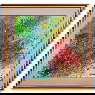 SHOZO SHIMAMOTO (1928-2013), ATTRIBUTED TO, MIXED MEDIA ON PAPER: Image Size: 25 1/2 by 25 1/2 inches (65 by 65 cm) All measurements are approximate. Signed (lower right) Shozo Shimamoto (1928-2013) was a pioneering Japanese artist associated with the Gutai Art Asso