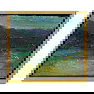 TERRY ST. JOHN (B.1934), ATTRIBUTED TO, OIL ON CANVAS: Image Size: 7 1/4 by 8 1/4 inches (18.4 by 21 cm) Overall (with frame): 8 1/2 by 9 1/2 inches (21.6 by 24.1 cm) All measurements are approximate. Unsigned Gallery label (Contemporary Realist Gallery,