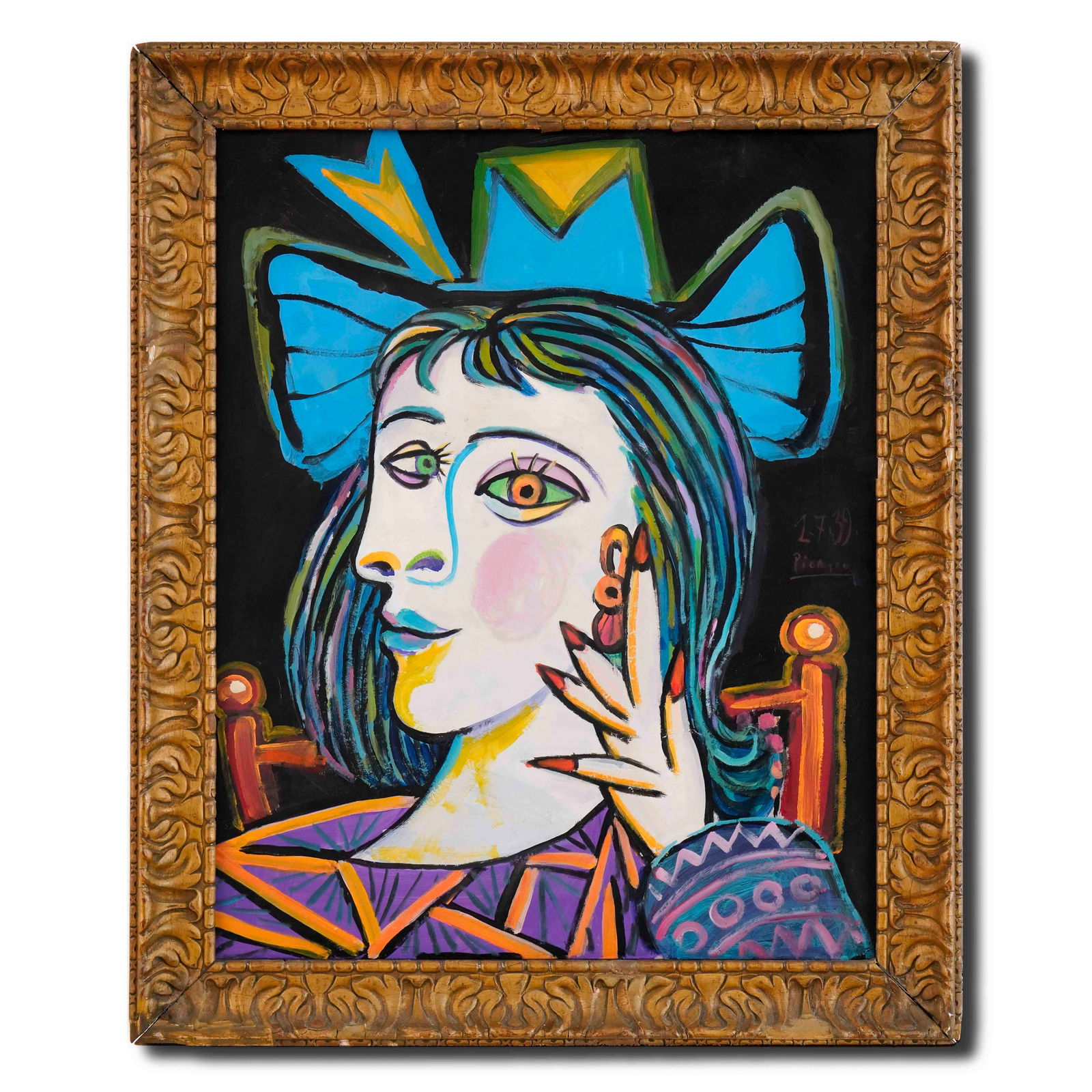 PABLO PICASSO (1881-1973), ATTRIBUTED TO, OIL ON CANVAS: Signed (right) This painting comes with a COA issued by Artist Museums. Image Size: 60 cm x 48 cm (23 1/2 in x 18 7/8 in) All measurements are approximate. Pablo Ruiz Picasso born (1881-1973) was a Sp