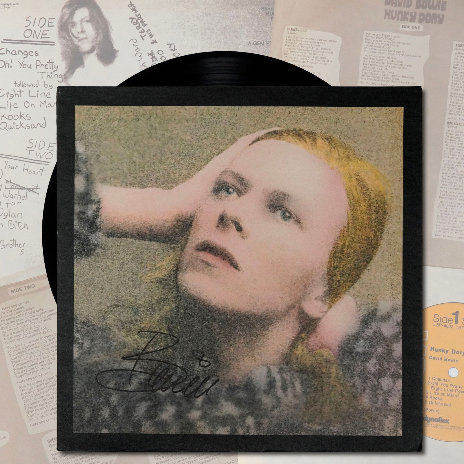 DAVID BOWIE SIGNED "HUNKY DORY" LP ALBUM (1 of 9)