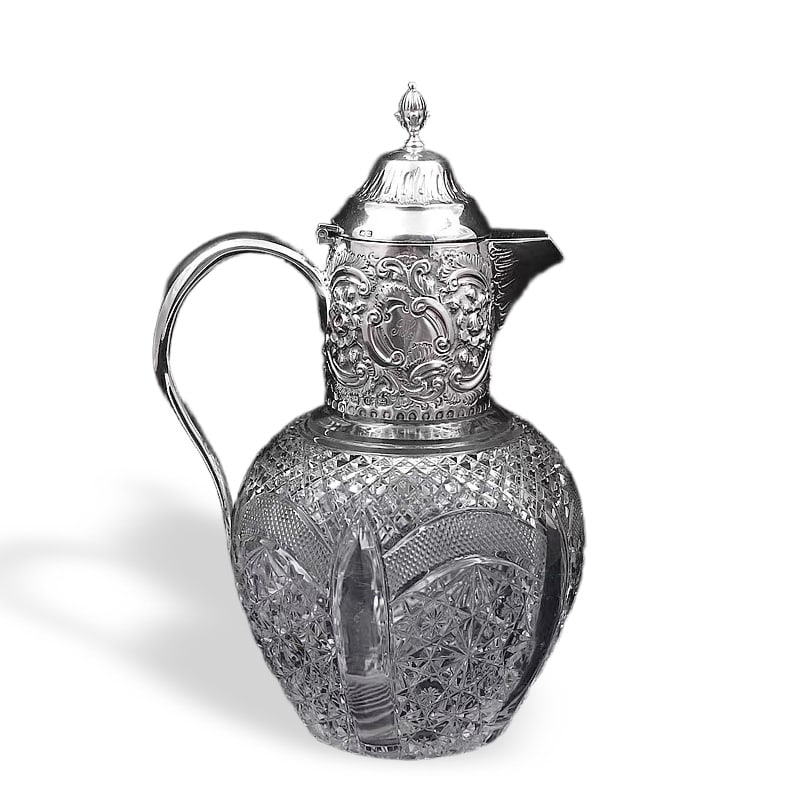 1890 FULL-CUT HAND-ENGRAVED WHITE CRYSTAL DECANTER BOTTLE (1 of 4)